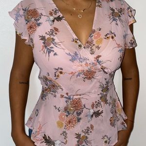 Crossover floral blouse